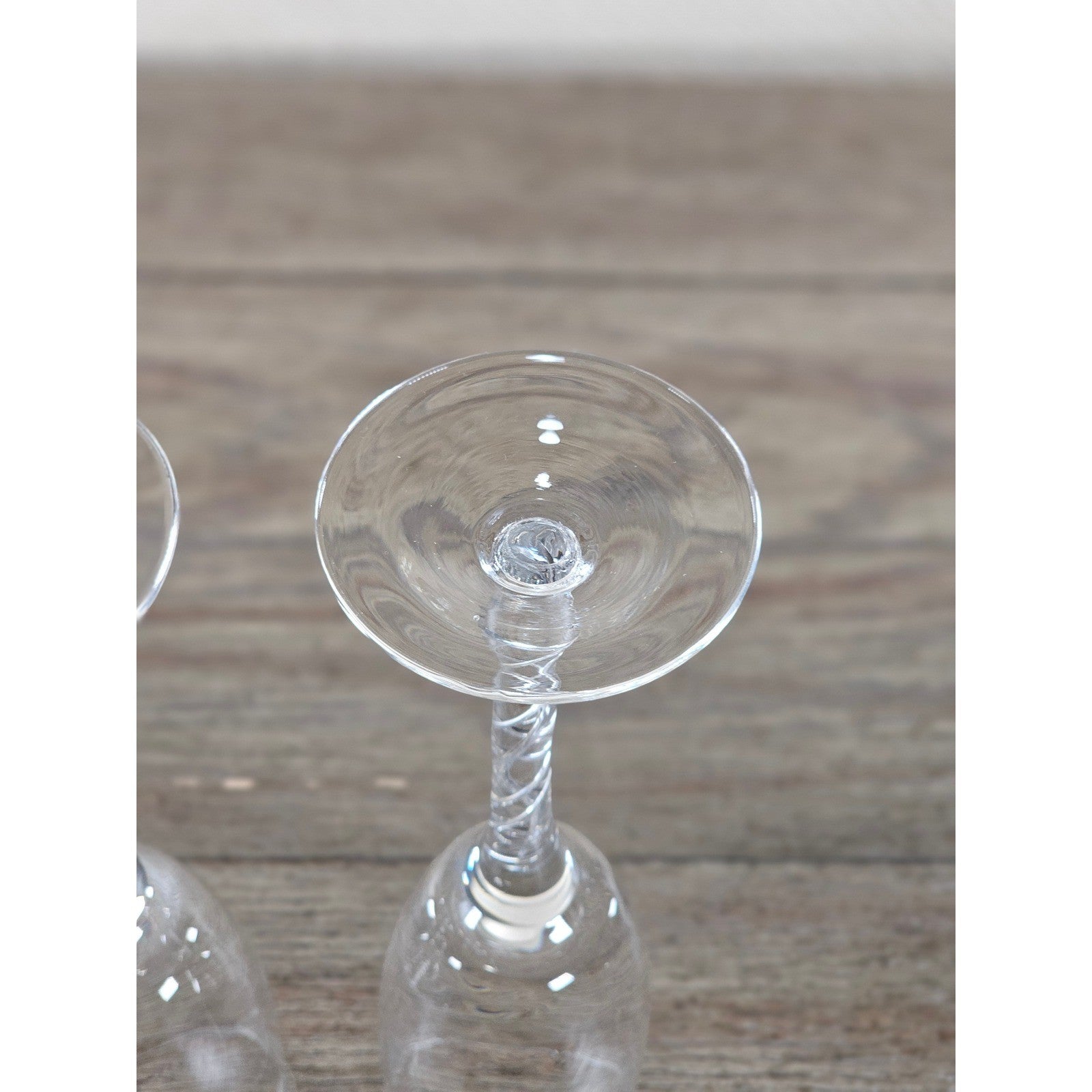 Vintage Clear Crystal Champagne Flutes Set of 2 Twisted Stem