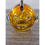 Vintage Amber Art Glass Fish Figurine 5" Hand Blown Bubble Glass
