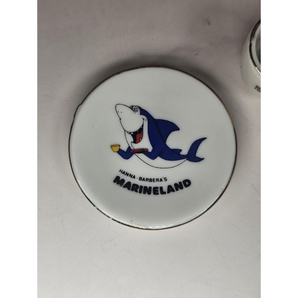 Vintage Hanna Barbera Marineland Mini Cup Saucer Shark Souvenir