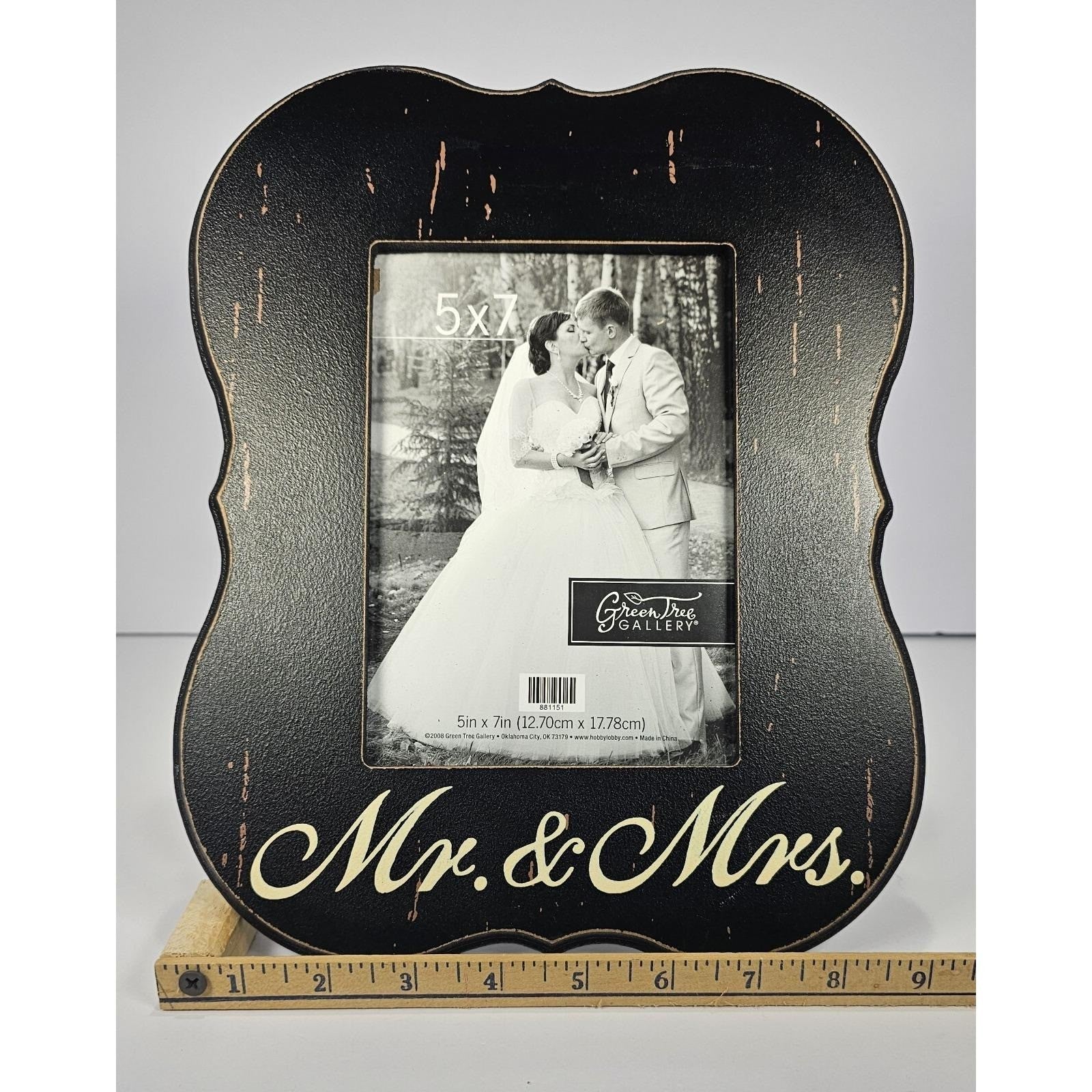 Vintage Mr. & Mrs. Picture Frame 5x7 Black Distressed Wood Farmhouse Decor