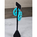 Vintage Turquoise Peace Sign Dangle Earrings Boho Hippie Style