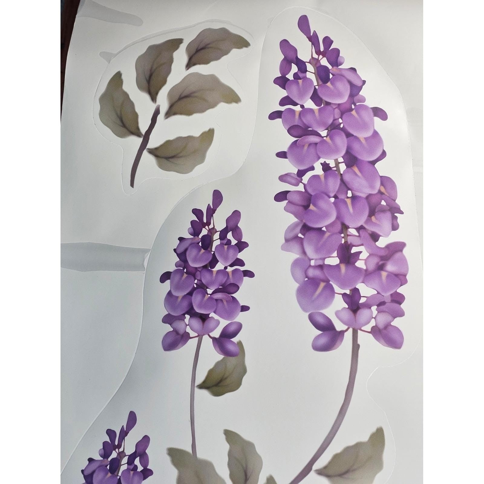 Purple Wisteria Wall Decals Floral Vine Stickers Botanical Wall Art Set