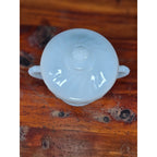 Vintage Milk Glass Sugar Bowl with Lid Gold Trim Fluted Handles