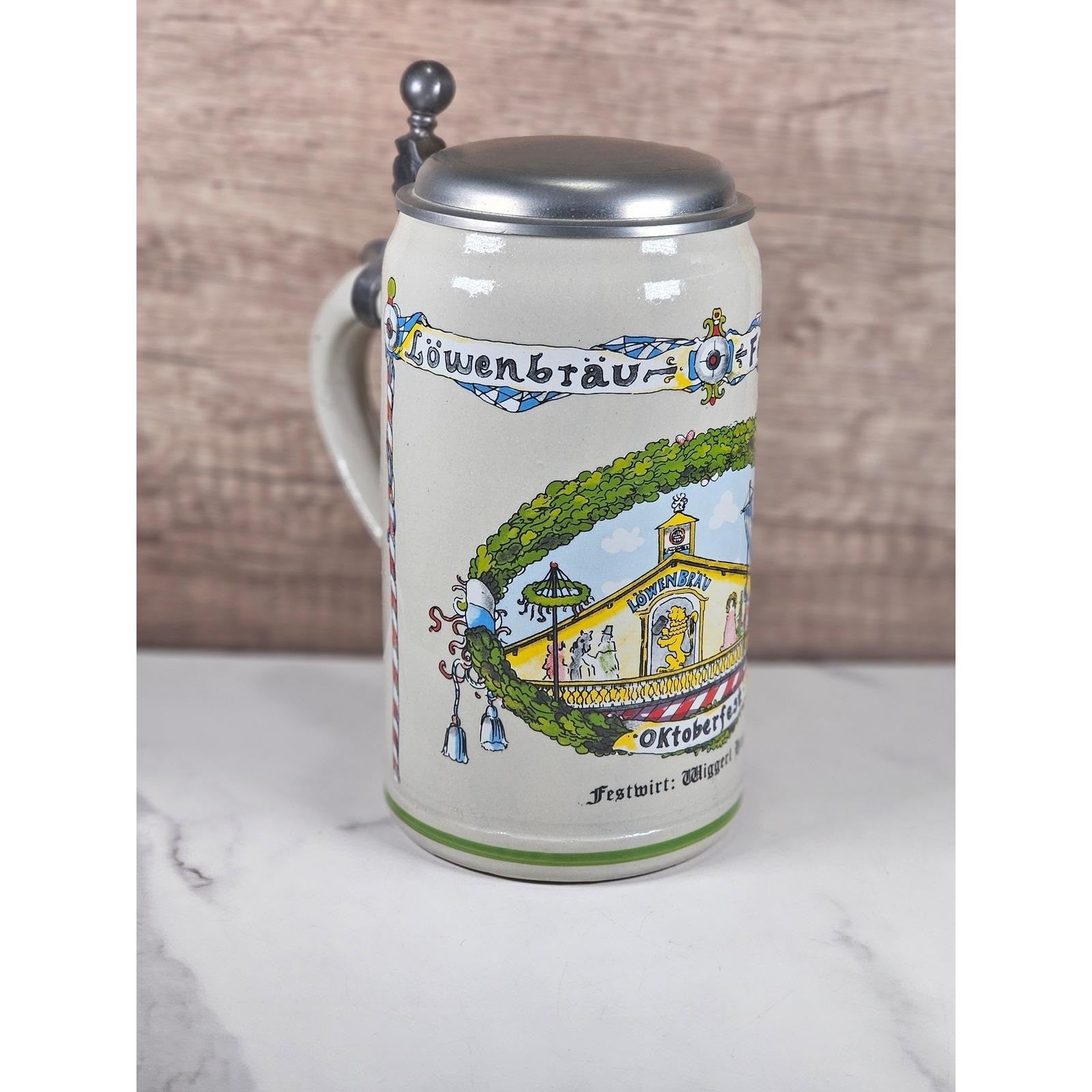 German Beer Stein Lowenbrau Oktoberfest Rastal Pewter Lid