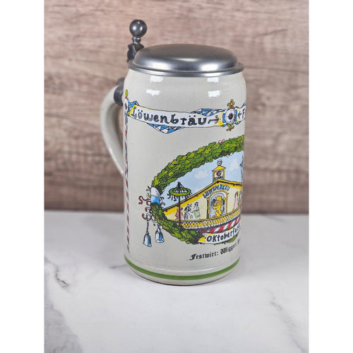 German Beer Stein Lowenbrau Oktoberfest Rastal Pewter Lid
