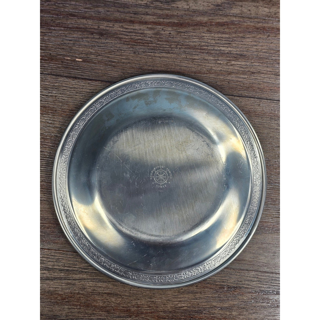 Vintage Towle Newburyport Pewter Bowl 10 Inch Floral Rim Serving Dish