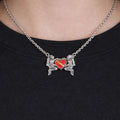 Vintage Sterling Silver Diver Heart Necklace Red Enamel Pendant