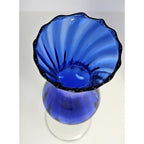 Vintage Blue Optic Swirl Wine Goblets Set of 2 Tall Twisted Stem Glass