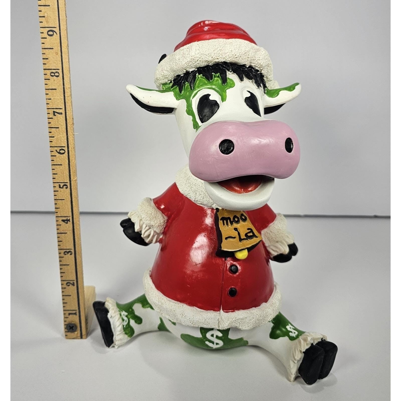 Vintage Christmas Cow Piggy Bank Moola the Cash Cow Holiday Decor