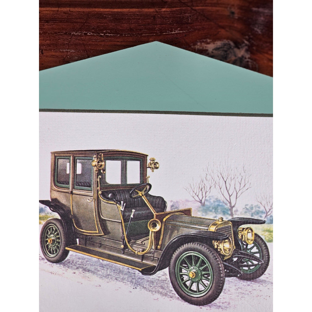 Vintage Panhard & Levassor 1912 Automobile Wall Plaque Teal 11.5 x 8