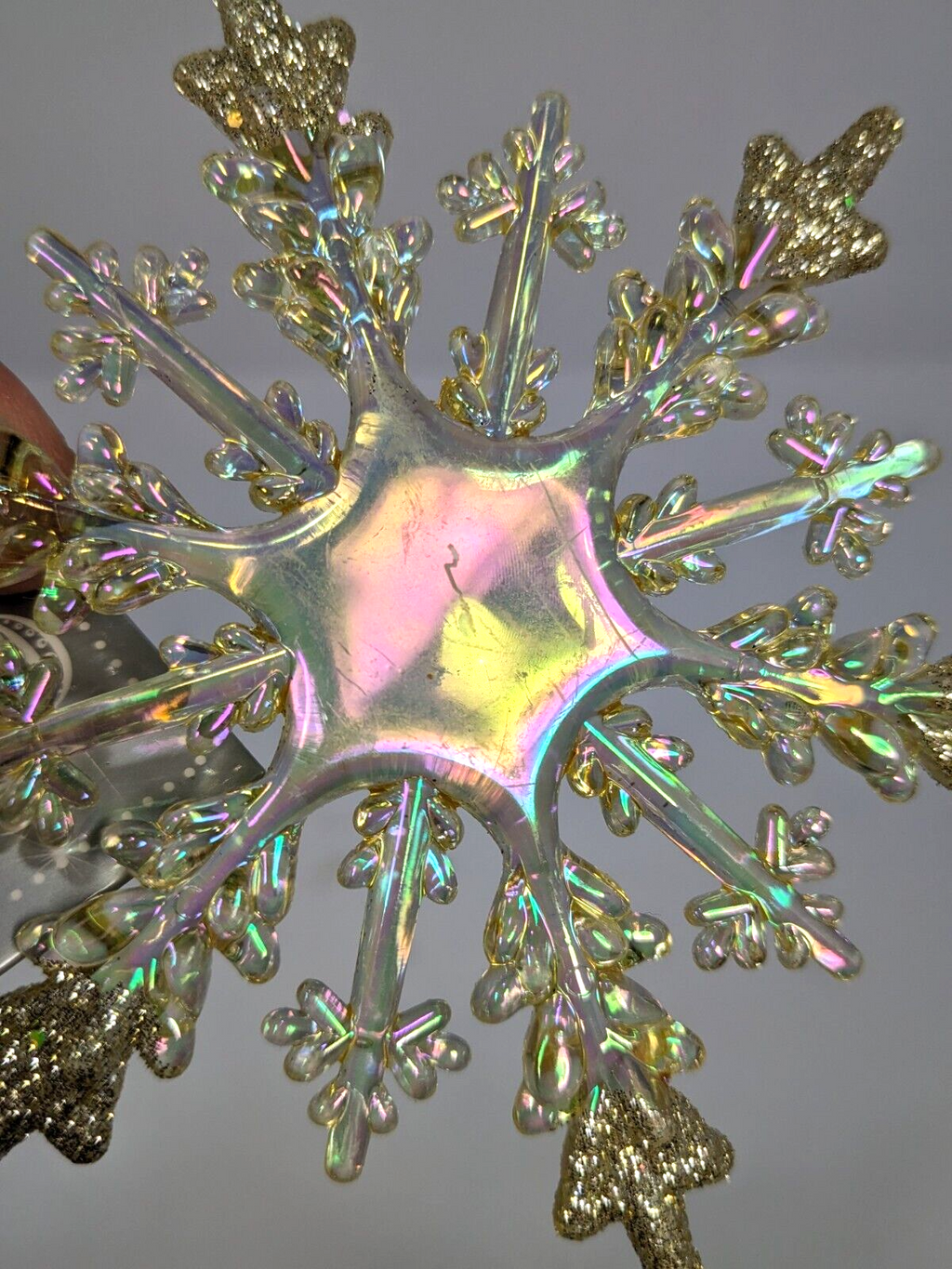 Pair of Prismatic Snowflake Ornaments