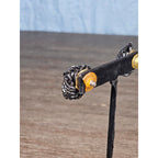 Vintage Black Beaded Knot Stud Earrings Gold Tone Post Statement