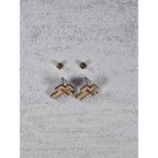 Vintage Gold Tone Cross Stud Earrings Rhinestone Christian Jewelry