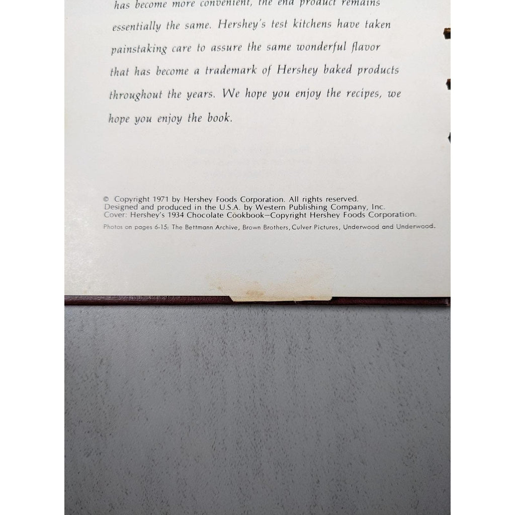 Hersheys 1934 Cookbook 1971 Revised Spiral Hardcover Recipes