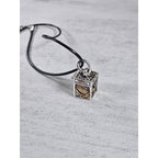 Vintage Religious Cube Pendant Necklace Cross & Praying Hands