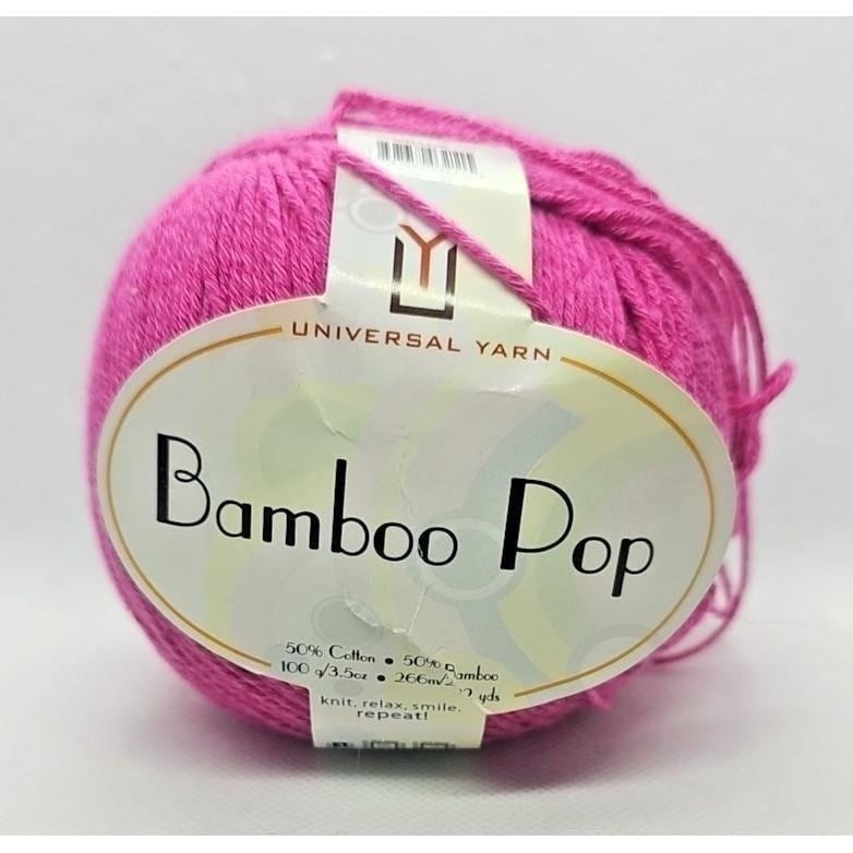 Universal Bamboo Pop Yarn Pink Cotton Blend 100g Skein