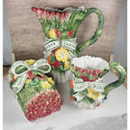 Vintage Fitz & Floyd Herb Garden Figural Asparagus Pitcher Mug  Lidded Box