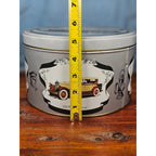 Vintage Classic Car Cookie Tin Empty Round Metal Motorcars from the Classic Era