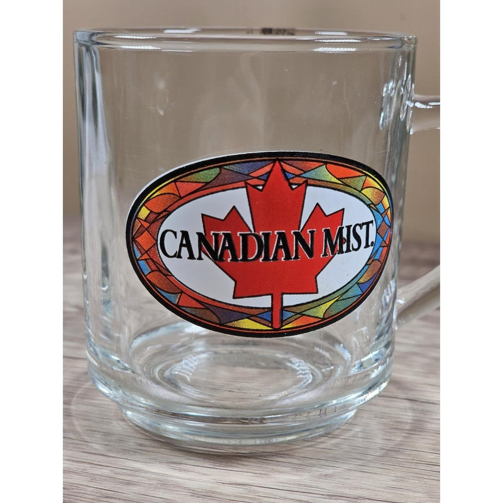 Vintage Canadian Mist Glass Mug Maple Leaf Whiskey Barware