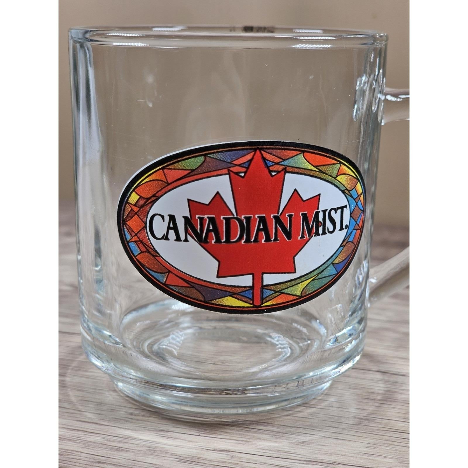 Vintage Canadian Mist Glass Mug Maple Leaf Whiskey Barware