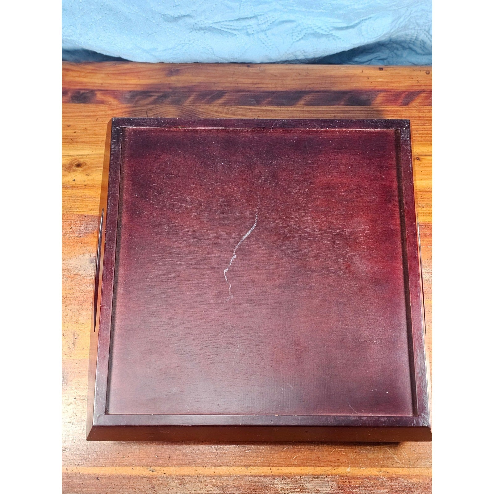 Vintage Tile Art Chef Serving Tray Wine Theme Wooden Handles