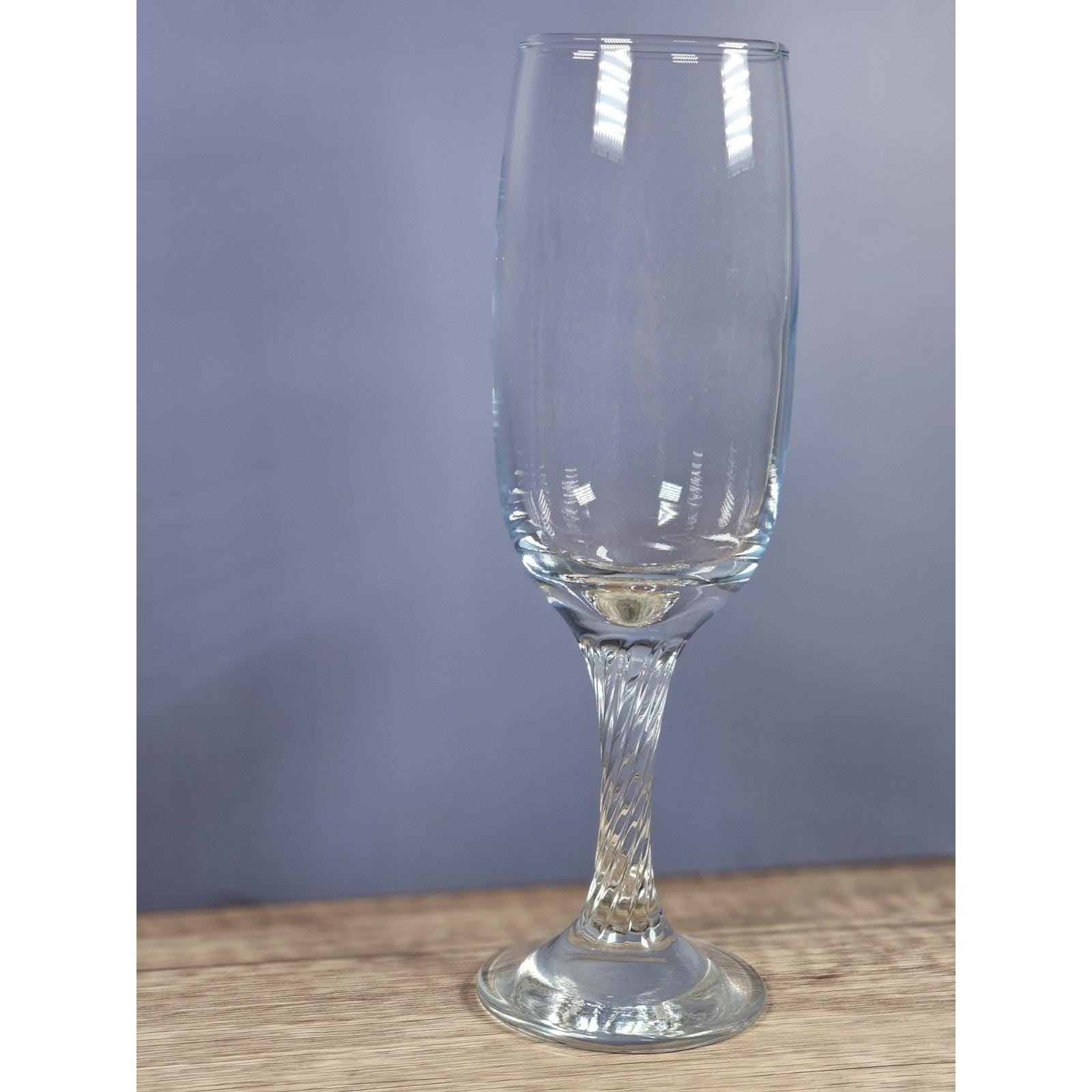 Vintage Champagne Flute Twisted Stem Clear Glass Fluted Bowl Barware