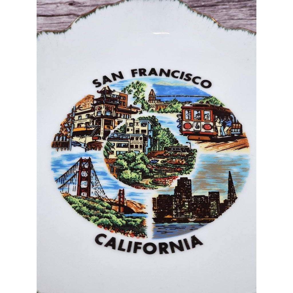 Vintage San Francisco Souvenir Plate Gold Trim Scalloped 5.5"