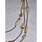 Vintage Multi Strand Beaded Necklace Earth Tone Chain Necklace