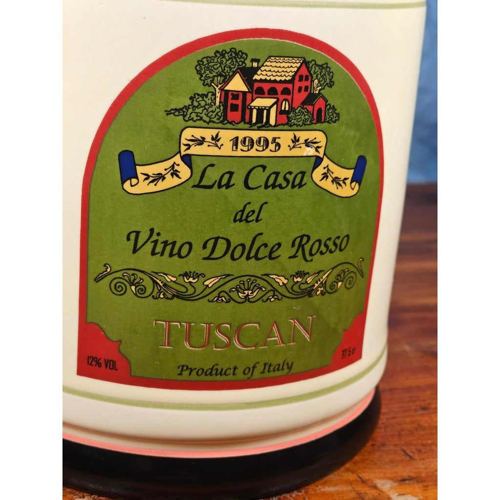 Vintage OGGI Tuscan Wine Label Ceramic Canister With Lid 8 In