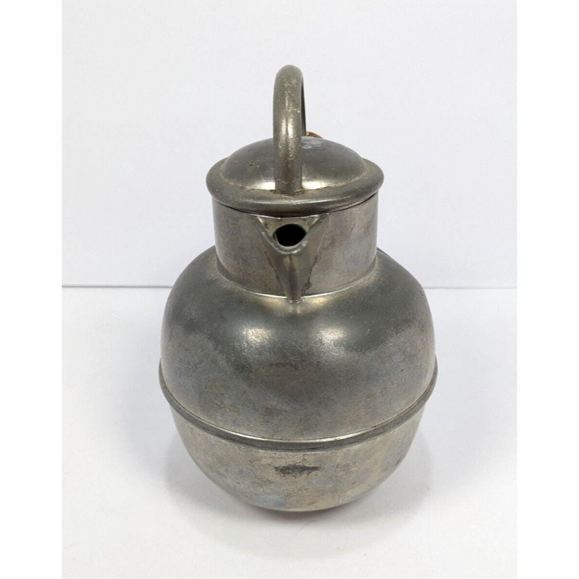 Rogers Pewter Coffee Pot Rattan Handle Mid Century Solid Pewter