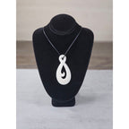 Vintage Carved Bone Hei Matau Fish Hook Pendant Necklace