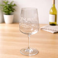 Flying Machine Brewing Wine Glass Etched Clear 9 Inch