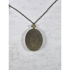 Vintage Oval Art Pendant Necklace Boho Goat Image Brass Tone