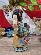 Vintage 90s Angel Figurine Holding Birdhouse 3"