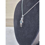 Vintage Sterling Silver Figural Pendant Blue Stone Dangle Necklace