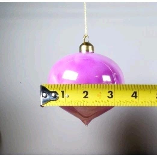 Mark Roberts Iridescent Pink Glass Ornaments Set of 2 Round Teardrop