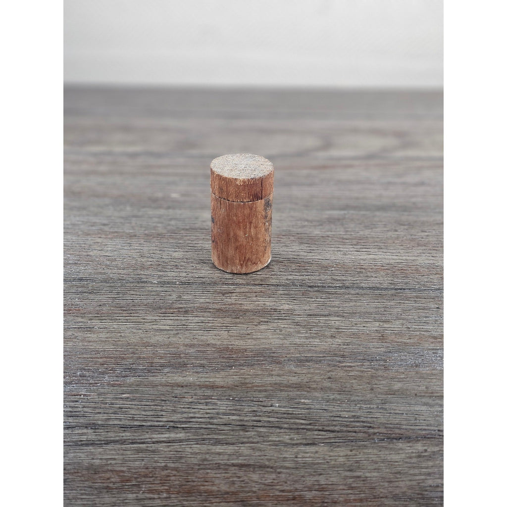 Antique Cork Cylinder Box Primitive Small Lidded Container 3.5"