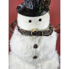 Rustic Snowman Figurine with Twig Arms Wreath Scarf Winter Decor