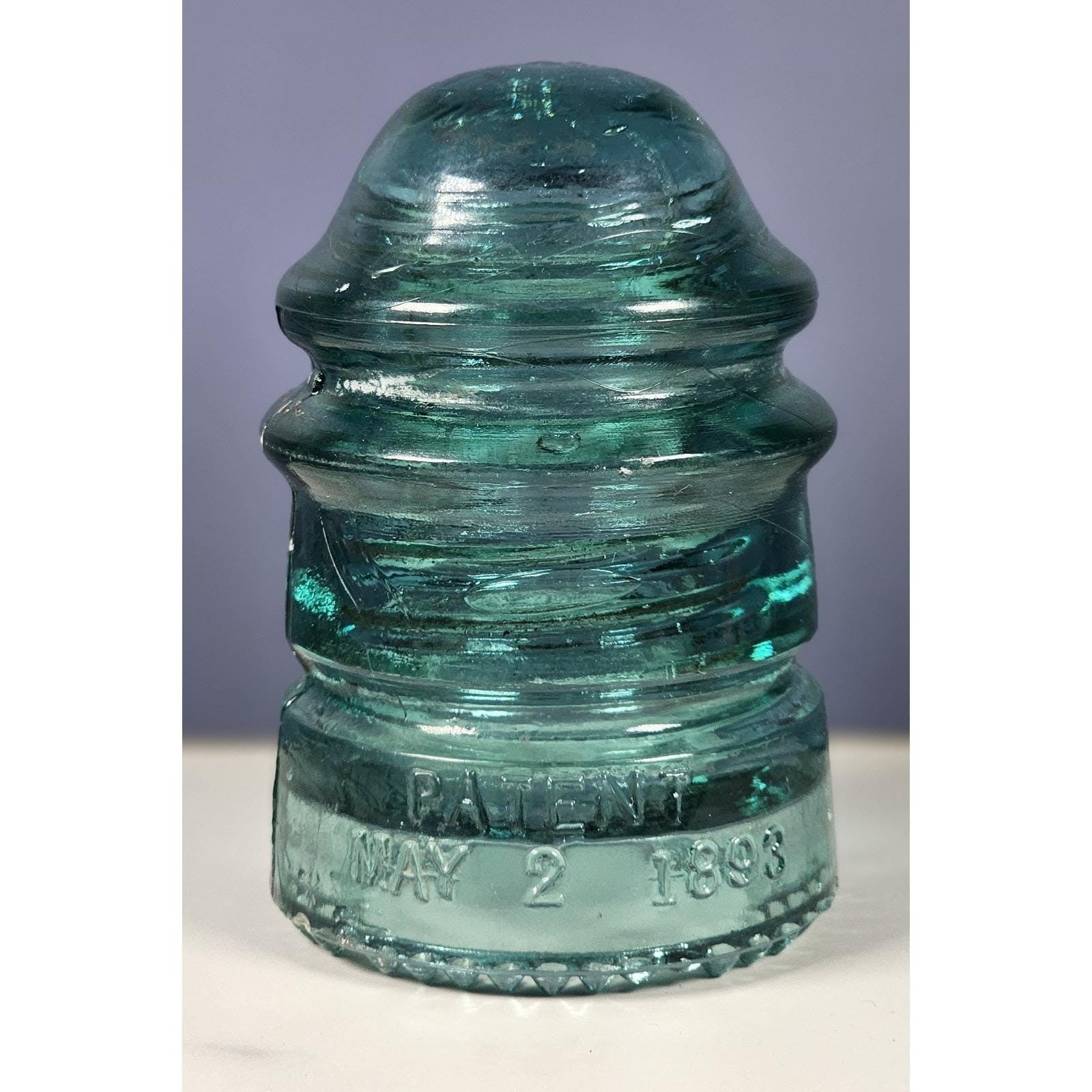 Vintage Hemingray No 12 Glass Insulator Aqua Blue 1893 Patent