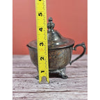 Vintage Silver Plated Creamer with Lid Footed Antique Tableware