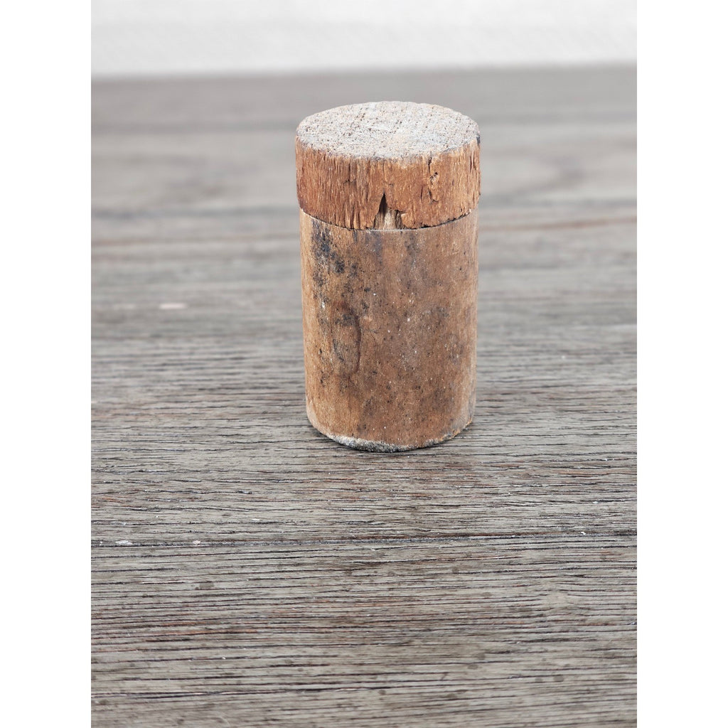 Antique Cork Cylinder Box Primitive Small Lidded Container 3.5"