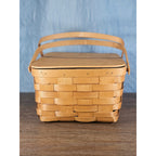Vintage Basketville Wooden Picnic Basket with Lid & Handle 12.5x13x8