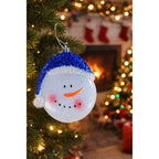 Snowman Christmas Ornament Blue Hat Hard Plastic Winter Decor 4 Inch