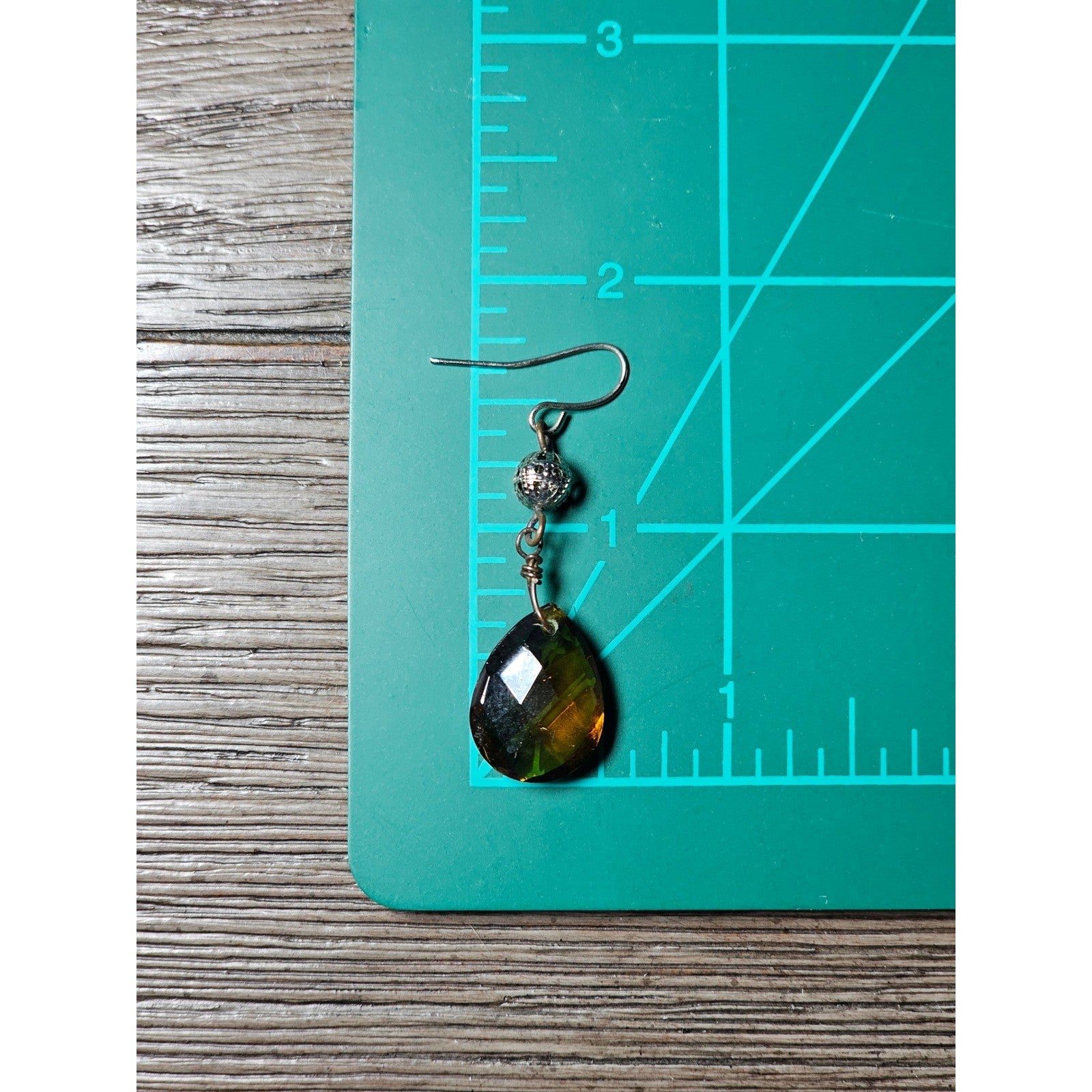 Vintage Amber Teardrop Dangle Earrings Faceted Glass Pierced