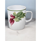 Vintage Lourioux Porcelain Botanical Mugs Set of 2 Radish Mushroom