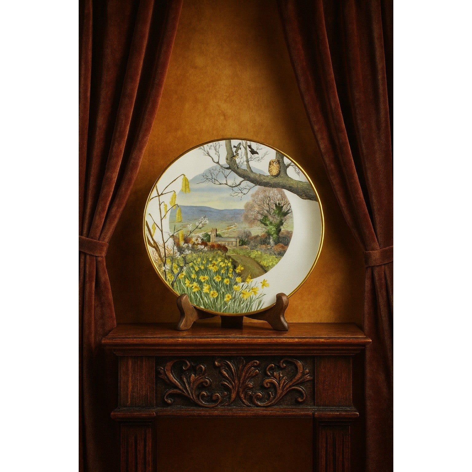 Franklin Porcelain Country Church in March Plate by Peter Barrett 1979