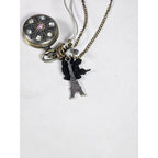 Vintage Long Necklace Pocket Watch Locket Pendant Eiffel Tower Charm