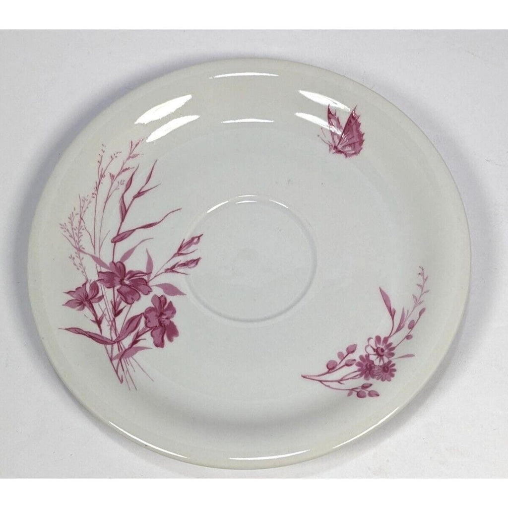 Moritz Zdekauer Saucer Floral Butterfly Gold Rim Czech Porcelain