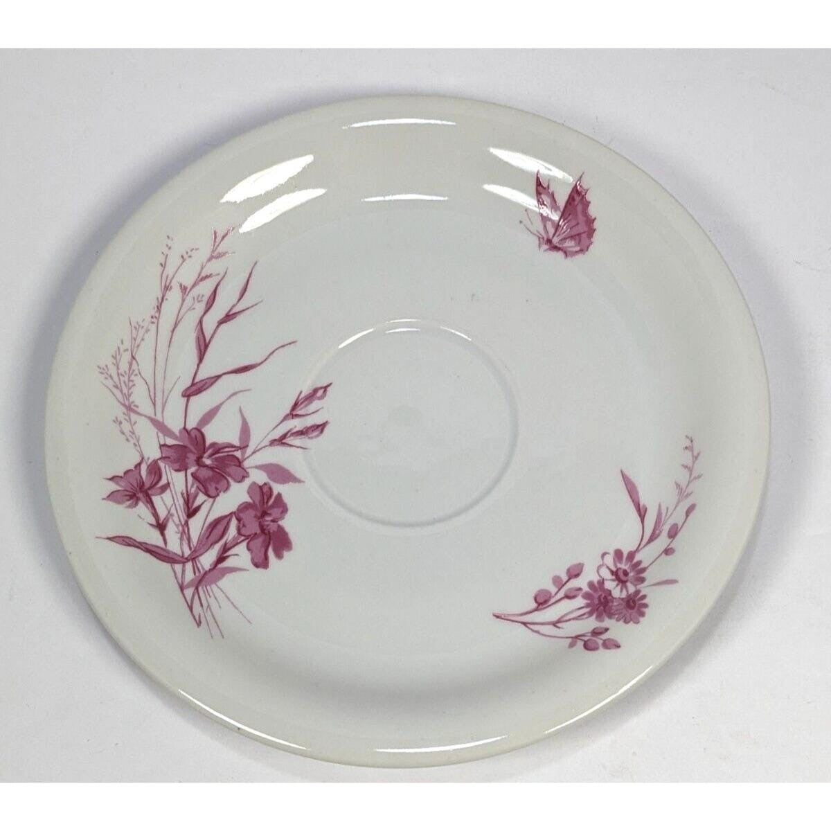 Moritz Zdekauer Saucer Floral Butterfly Gold Rim Czech Porcelain