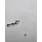 Vintage Rainbow Bar Drop Earrings with Pearl-Style Studs